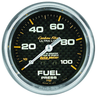 Autometer Carbon Fiber 66.7mm 0-15 PSI W/O ISO Fuel Pressure Gauge