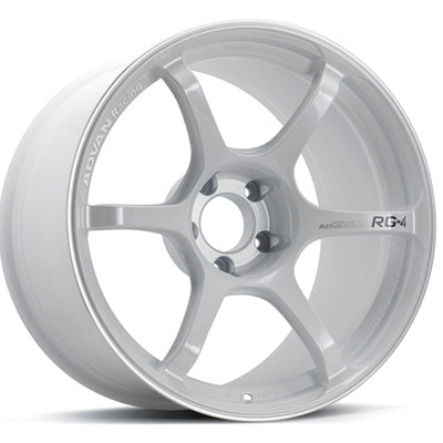Advan RG-4 18x9.5 +45 5x114.3 Racing White Metallic and Ring Wheel