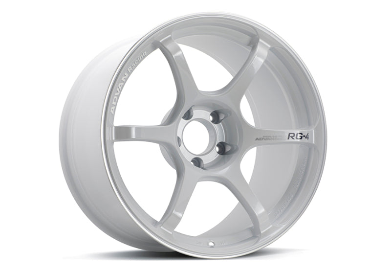 Advan RG-4 18x10.5 +15 5x114.3 Racing White Metallic and Ring Wheel