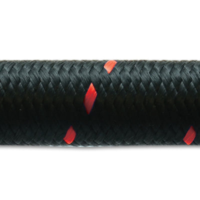 Vibrant -6 AN Two-Tone Black/Red Nylon Braided Flex Hose (10 foot roll)