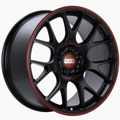 BBS CH-R Nurburgring Edition 19x9.5 5x112 ET45 Satin Black/Red Lip Wheel - 82mm PFS/Clip Req.
