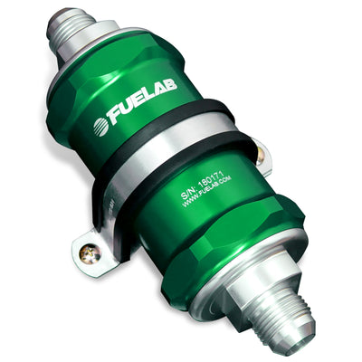 Fuelab 818 In-Line Fuel Filter Standard -6AN In/Out 40 Micron Stainless - Green