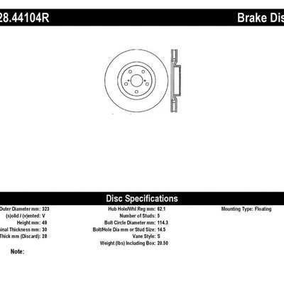 StopTech 93-98 Toyota Supra Turbo Drilled Right Front Rotor