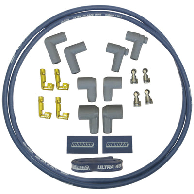 Moroso Ignition Coil Wire Kit - Ultra 40 - Sleeved - 4ft - Blue