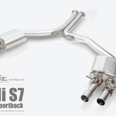 Fi Exhaust Front Pipe, Mid X Pipe, Rear Mufflers w/ Quad Tips - Audi S7 (12-19')