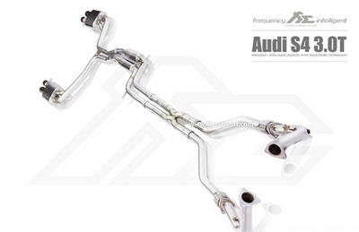 Fi Exhaust Front Pipe, Mid X Pipe, Rear Mufflers w/ Quad Tips - Audi S4 / S5 B9 (17-20')