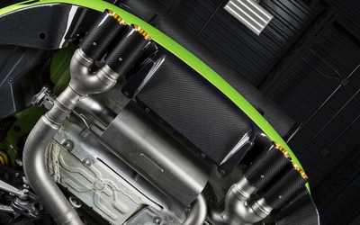 Eisenmann Performance Exhaust System w/ Carbon Fiber Signature Gold Inner Tips - BMW M2 F87