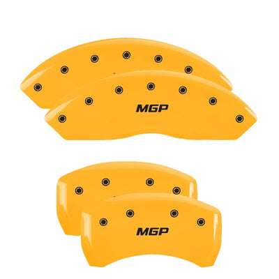 MGP 4 Caliper Covers Engraved Front & Rear MGP Yellow Finish Black Char 2008 Volkswagen R32