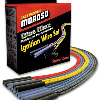 Moroso Universal Ignition Wire Set - 4 Cyl - Blue Max - Spiral Core - Unsleeved - Straight - Blue