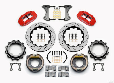 Wilwood Narrow Superlite 4R Rear P-Brk Kit 14.00in Drill Red Strange Eng Floater 3.49in Offset