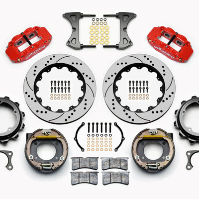 Wilwood Narrow Superlite 4R Rear P-Brk Kit 14.00in Drill Red Strange Eng Floater 3.49in Offset
