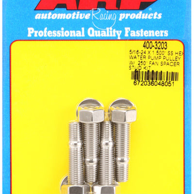 ARP 5/16-24 X 1.500 SS Hex Water Pump Pulley w/ .250in Fan Spacer Stud Kit