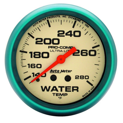 Autometer Ultra-Nite 66.7mm 140-280 Deg F Mechanical Water Temp Gauge