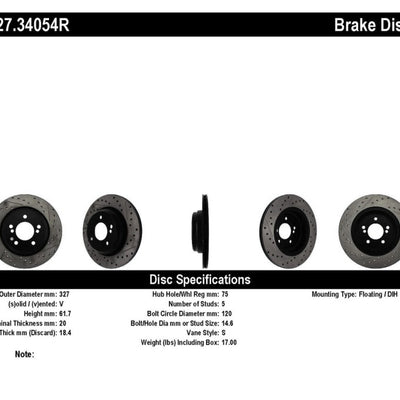 StopTech 00-03 BMW M5 (E39) Slotted & Drilled Right Rear Rotor