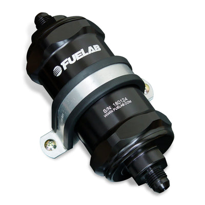 Fuelab 818 In-Line Fuel Filter Standard -12AN In/Out 6 Micron Fiberglass - Black