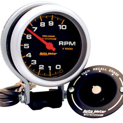 AutoMeter Gauge Tachometer 3-3/4in. 10K RPM Pedestal W/Peak Memory Pro-Comp