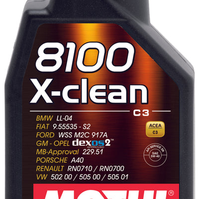 Motul 1L Synthetic Engine Oil 8100 5W40 X-CLEAN C3 -505 01-502 00-505 00-LL04