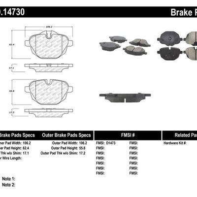 StopTech 11-17 BMW 5-Series / X3 Sport Performance Rear Brake Pads