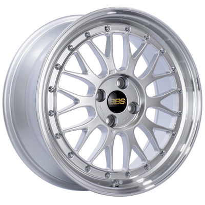 BBS LM 17x7.5 4x100 ET40 Diamond Silver Center Diamond Cut Lip Wheel -70mm PFS/Clip Required