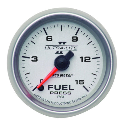 Autometer Ultra-Lite II 52mm 0-15 PSI Full Sweep Electronic Fuel Pressure Gauge