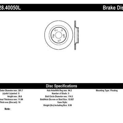 StopTech 00-09 Honda S2000 Drilled Left Rear Rotor