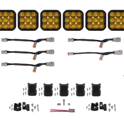 Diode Dynamics SS5 Pro Universal CrossLink 6-Pod Lightbar - Yellow Driving