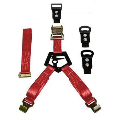 N-Fab Bed Mounted Rapid Tire Strap Universal - Gloss Black - Red Strap
