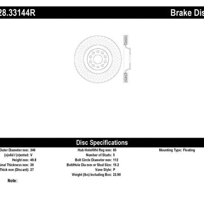 StopTech Drilled Sport Brake Rotor