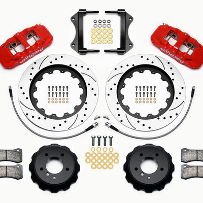 Wilwood AERO6 Front Hat Kit 15.00 Drilled Red 2007-2011 BMW E90 Series w/Lines