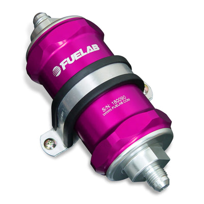 Fuelab 818 In-Line Fuel Filter Standard -12AN In/Out 100 Micron Stainless - Purple