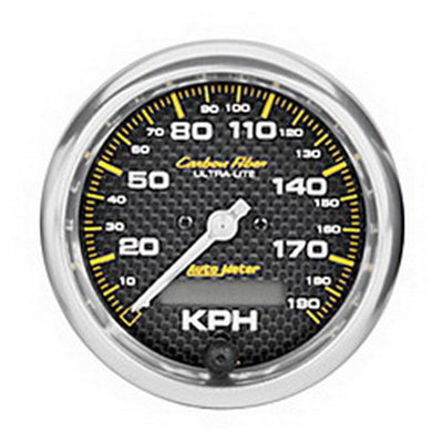Autometer Carbon Fiber 85.7mm 190 KPH Range Speedometer Elect. Programmable Gauge