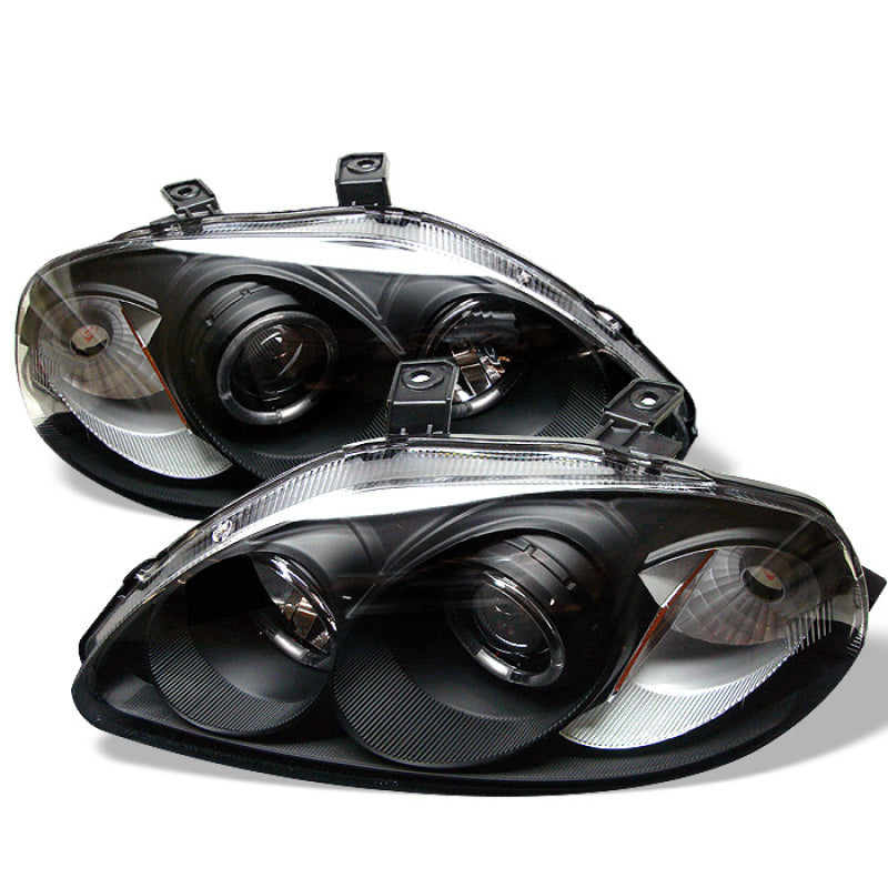 Spyder Honda Civic 96-98 Projector Headlights LED Halo Amber Reflector Blk PRO-YD-HC96-AM-BK