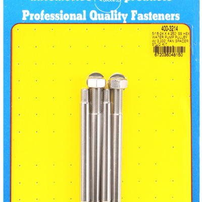 ARP 5/16-24 X 4.250 SS Hex Water Pump Pulley w/ 3.000in Fan Spacer Stud Kit