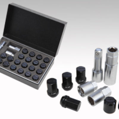 Rays M12x1.25 19mm Hex w/ 2 Piece Double Lock Nut Set - Black