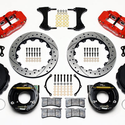 Wilwood Narrow Superlite 4R Rear P-Brk Kit 12.88in Drilled Red Small Ford 2.66in Offset
