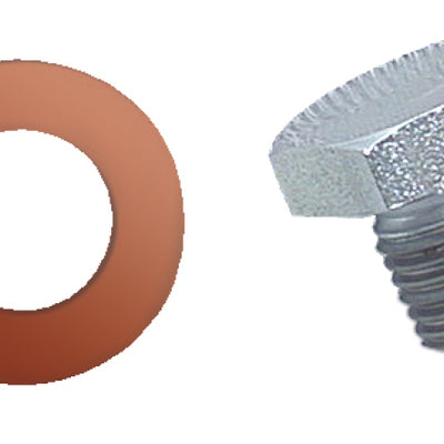Moroso Oil Pan Drain Plug w/Copper Washer - Clear Zinc