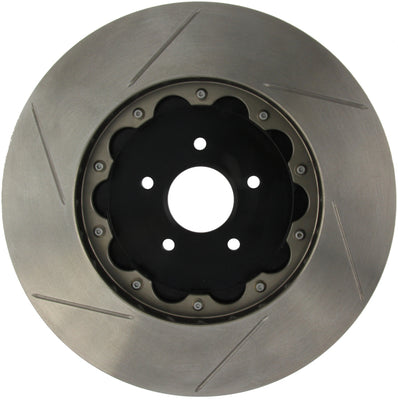 StopTech 09-11 Nissan GT-R Front Left Slotted Bare Iron 380x34mm AeroRotor Kit