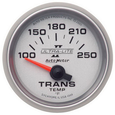 Autometer Ultra-Lite II 52mm 100-250 Deg F Short Sweep Electric Transmission Temperature Gauge