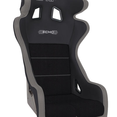 PRP Echo Composite Seat- Black/Grey (PRP Silver Outline/Delta Silver- Silver Stitching)