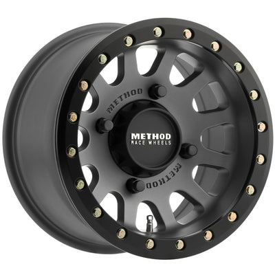 Method MR401 UTV Beadlock 15x7 / 4+3/13mm Offset / 4x136 / 106mm CB Titanium Wheel- Matte Black Ring