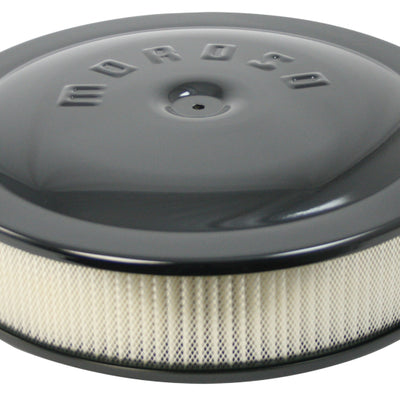 Moroso Racing Air Cleaner - 14in x 3in Filter - Raised Bottom - Aluminum - Black Powder Coat