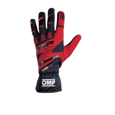 OMP KS-3 Gloves Black/Red - Size Xxs