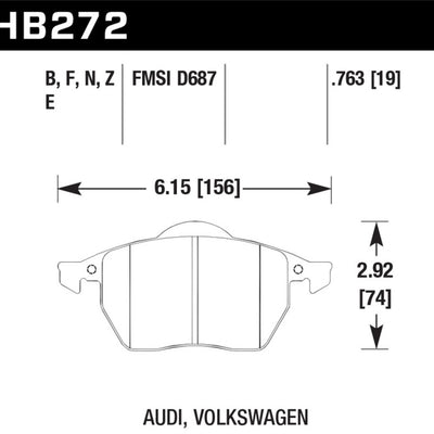 Hawk 00-02 Audi TT Base/Quattro 1.8L DTC-60 Race Front Brake Pads