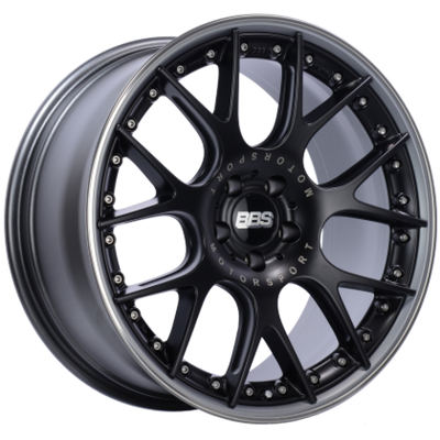 BBS CH-RII 20x8.5 5x120 ET32 Satin Black Center Platinum Lip SS Rim Prot Wheel -82mm PFS/Clip Req