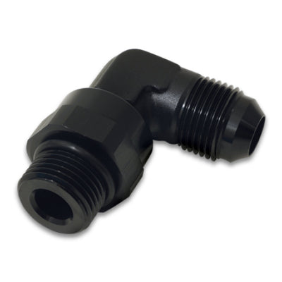 Vibrant -8AN Male Flare to Male -6AN ORB Swivel 90 Degree Adapter Fitting - Anodized Black