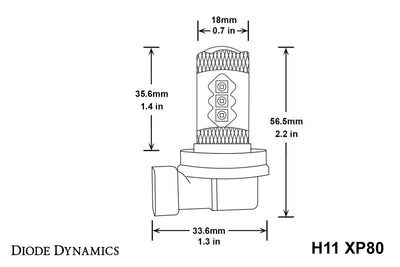 Diode Dynamics H11 XP80 LED - Cool - White (Pair)
