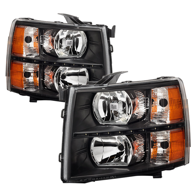 xTune Chevy Silverado 07-13 Crystal Headlights w/ LED Black HD-JH-CS07-LED-BK