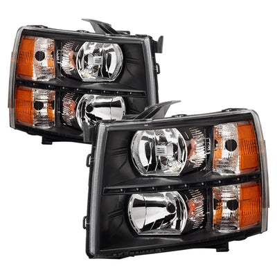 xTune Chevy Silverado 07-13 Crystal Headlights w/ LED Black HD-JH-CS07-LED-BK