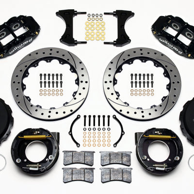 Wilwood Narrow Superlite 4R Rear P-Brk Kit 12.88in Drilled Ford 8.8 w/2.5in Offset-5 Lug