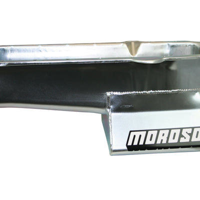 Moroso 80-85 Chevrolet SBC (w/Passenger Side Dipstick) Wet Sump 7qt 8.25in Steel Oil Pan - Black